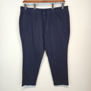 Ave Leisure Womens French Terry Lounge Pants Size 26/28 Blue Drawstring Straight